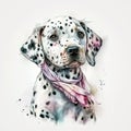 Watercolor Dalmatian Puppy and Girl: A Match Made in Heaven AI Generated