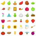 Comestible icons set, cartoon style Royalty Free Stock Photo