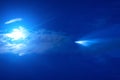 Comet asteroid bolide on a night starry sky in space fly to a star Royalty Free Stock Photo