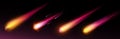 Comet or asteroid fire light trail in space vector