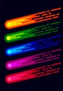 Comet or Asteroid Flat Style Different Colors Set