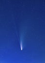 Comet C/2020 F3 Neowise with two tails in night starry sky