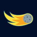 Comet, fireball or meteor icon, cartoon style