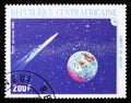 Comet and globe, Appearance of Halley's Comet serie, circa 1986