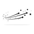 Comet icon. Asteroid icon. Black Shooting Star with Elegant Star Trail on White Background