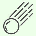 Comet line icon. Falling meteorite with flame or asteroid outline style pictogram on white background. Space and
