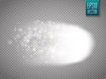 Comet, meteor or fire on transparent background. Vector glow motion