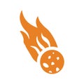Comet, meteorite icon. Orange vector design