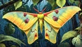 Comet moon moth hanging colorful camouflage