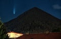 Comet Neowise over hill Cebrat in town Ruzomberok, Slovakia Royalty Free Stock Photo
