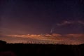 Comet Neowise in Starry Night Sky with Heather Land Silhouettes of The Swabian Alb, Germany, Europe