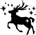 Comet one of Santas reindeer Black Silhouette Generative Ai