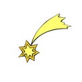 Comet, shooting star color icon. Design element, clip art on theme of night sky, UFO, space. Doodle vector illustration