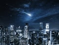 Comet star in Singapore night sky Royalty Free Stock Photo