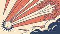 Comet Streaking Across Exploding Sun, vector design Generative AI Royalty Free Stock Photo