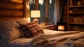 comfort blurred log cabin interior Royalty Free Stock Photo