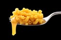 Comfort Food Delight: Isolated Macaroni and Cheese on a Fork - Savory Indulgence Royalty Free Stock Photo