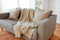 Sofa with cushions at cozy home living room