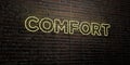 COMFORT -Realistic Neon Sign on Brick Wall background - 3D rendered royalty free stock image