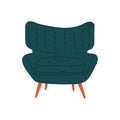 Comfortable Armchair on Wooden Legs, Cushioned Furniture with Upholstery, Interior Design Element Vector Illustration Royalty Free Stock Photo