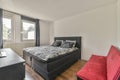 Spacious bedroom in modern flat