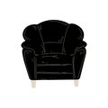 Comfortable Black Armchair, Cushioned Furniture with Upholstery, Interior Design Element Vector Illustration Royalty Free Stock Photo