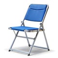 Blue Padded Folding Chair on white Background Royalty Free Stock Photo