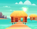 Comfortable bungalows on tropical beach vector Royalty Free Stock Photo