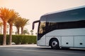 A comfortable bus awaits tourists at the airport. Generative ai