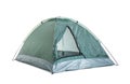 Comfortable dark green camping tent on white background