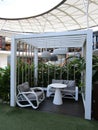 A comfortable gazebo to rest during a busy day shopping at Pacific Fair, Qld