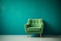 Comfortable Green armchair blue wall decor. Generate Ai