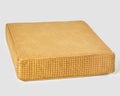 Comfortable handcrafted yellow woven leather square floor cushion