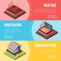 Comfortable house building posters set Royalty Free Stock Photo