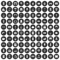 100 comfortable house icons set black circle Royalty Free Stock Photo