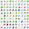 100 comfortable house icons set, isometric style