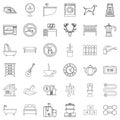 Comfortable house icons set, outline style