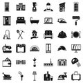 Comfortable house icons set, simple style