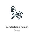 Comfortable human outline vector icon. Thin line black comfortable human icon, flat vector simple element illustration from Royalty Free Stock Photo