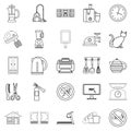 Comfortable icons set, outline style