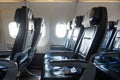 Comfortable leather seats in airplane Royalty Free Stock Photo