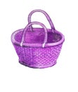 Comfortable lilac traditional wicker basket Royalty Free Stock Photo