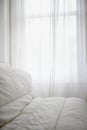 Comfortable mattress cover on a bed room Royalty Free Stock Photo