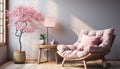 Comfortable modern apartment with bright pink interior and elegant design generated by AI Royalty Free Stock Photo