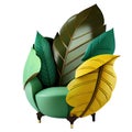 Comfortable modern author\'s armchair in the form of leaf. Transparent background png. Generative AI Royalty Free Stock Photo