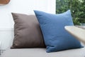 Comfortable modern corner couch sofa with many pillows Royalty Free Stock Photo