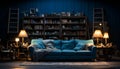 A comfortable, modern sofa illuminates the elegant, luxurious living room generated by AI Royalty Free Stock Photo