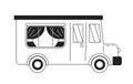 Comfortable motorhome for long trip monochrome flat vector object