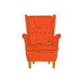 Comfortable Orange Red Armchair, Cushioned Furniture with Upholstery, Interior Design Element Vector Illustration Royalty Free Stock Photo