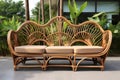 Comfortable Outdoor rattan chairs sofa. Generate Ai Royalty Free Stock Photo